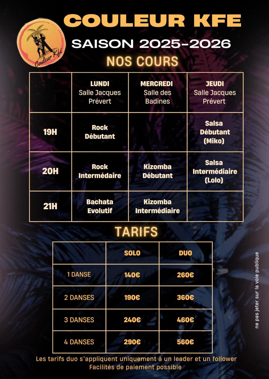 Horaires de l'association